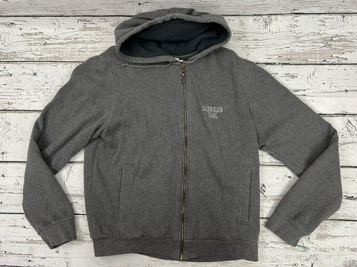 Vintage Calvin Klein Jeans Spell Out Thermal Lined Full Zip Hoodie Sweatshirt M