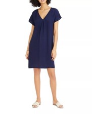 Madewell Moment Dress Womens Sz XXS Navy Blue Shift Cap Sleeve Above Knee