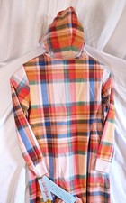 Pajamas Sz 8 M One Piece Plaid Orange Hooded Fleece PJs Cat and Jack Full Body