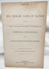 1854 Kansas & Nebraska Territorial Govt. Speech to U. S. Congress Yates of Ill.