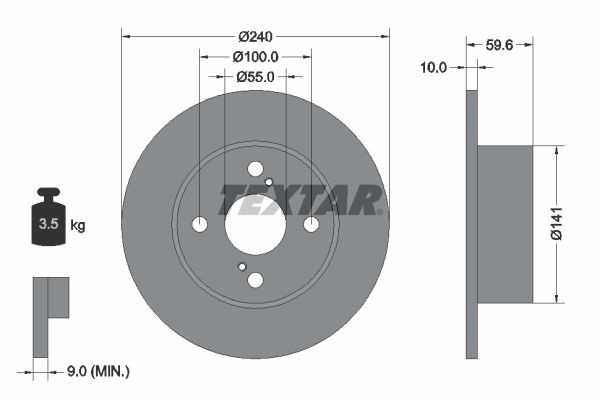 2X Textar Bremsscheibe 92136000 FüR Toyota-image