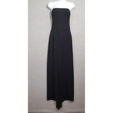Jessica McClintock 10 Gown Black Strapless High Low Maxi Dress Formal 90s Gala