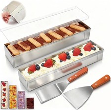 2Pcs Stainless Steel Tiramisu Mousse Cake Pans with Lid & Spatulas