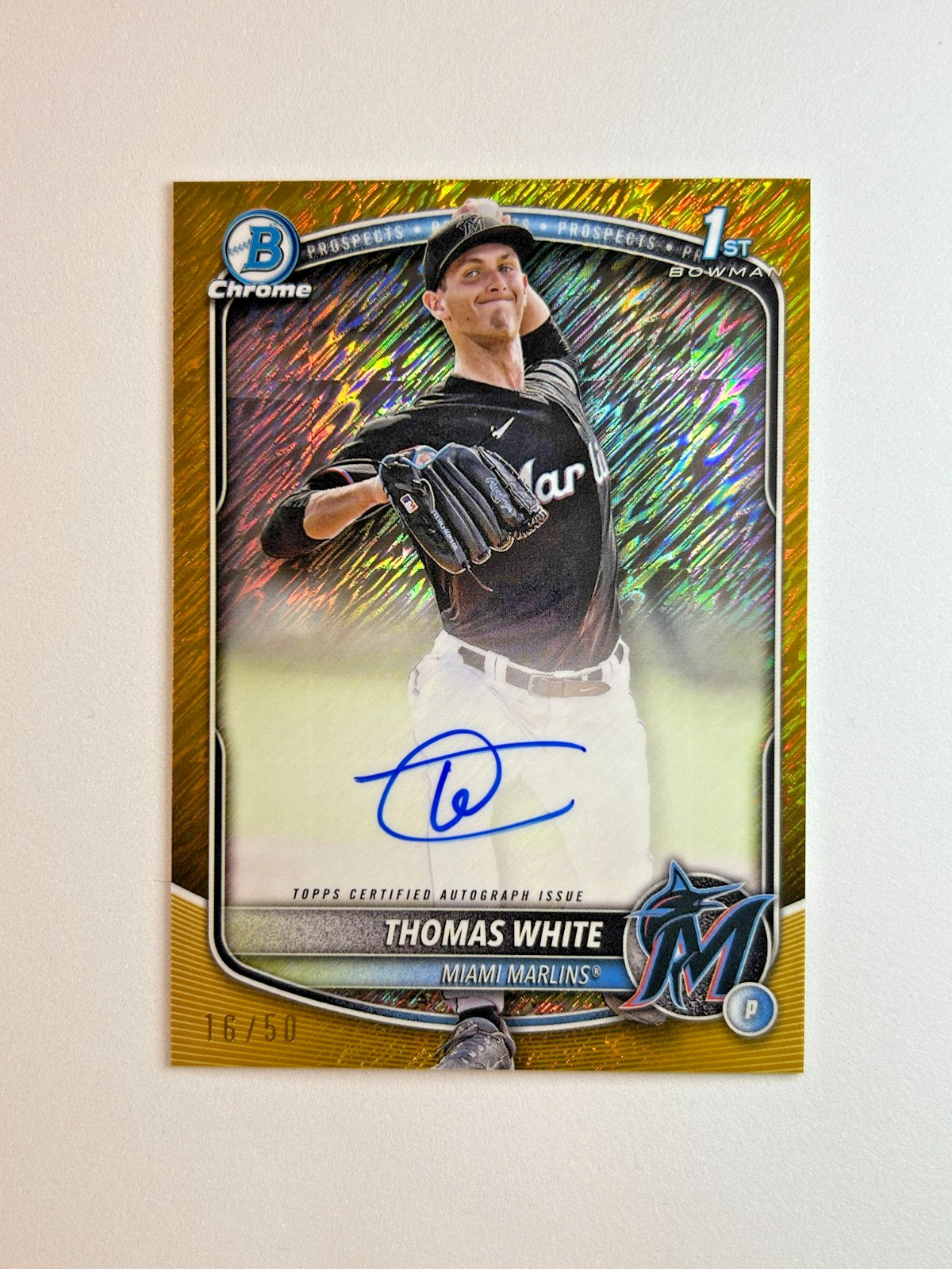 Thomas White 2025 Bowman Chrome Gold Shimmer Refractor Auto /50 #CPA-TW