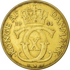 [#682417] Coin, Denmark, Christian X, 2 Kroner, 1941, Copenhagen, EF(40-45)