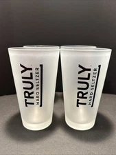 Set Of 4 Truly Hard Seltzer Frosted Beer Pint Cocktail Mixing Drinking Glass