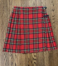 Vintage F.J. Bacon Made In England Red Plaid Scottish Kilt Size 44 Waist 32  