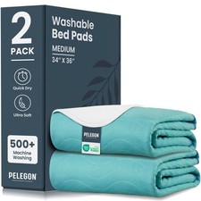 Bed Pads Washable Waterproof 34" x 36" Pack of 2 - 2 Pack - 34x36, Teal