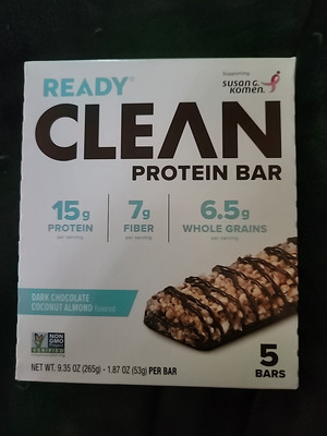 Ready Nutrition Dark Chocolate Coconut Almond Clean Protein Bar Exp Sept 2025