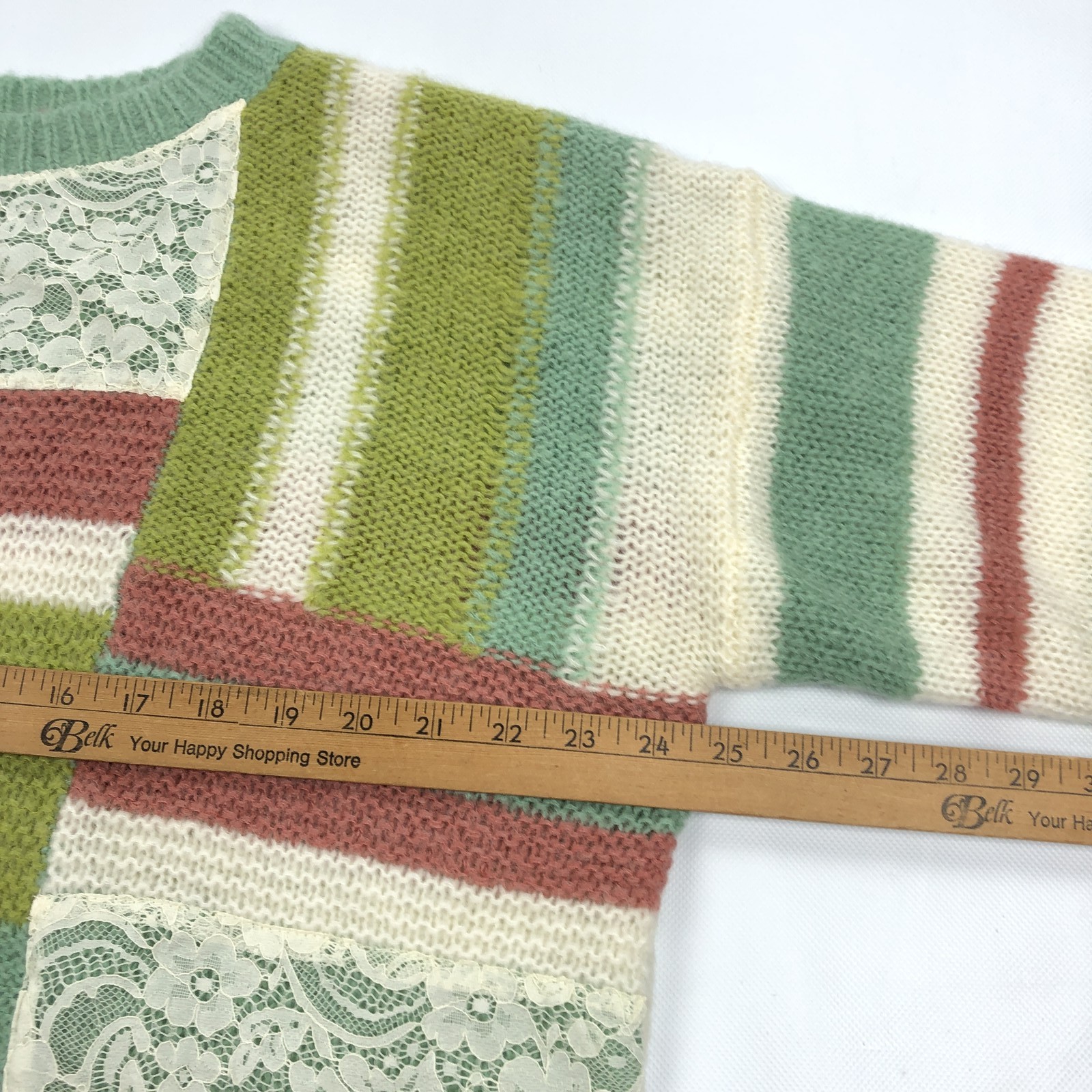 Sundance Women's Large Patchwork Striped Lace Swe… - image 5