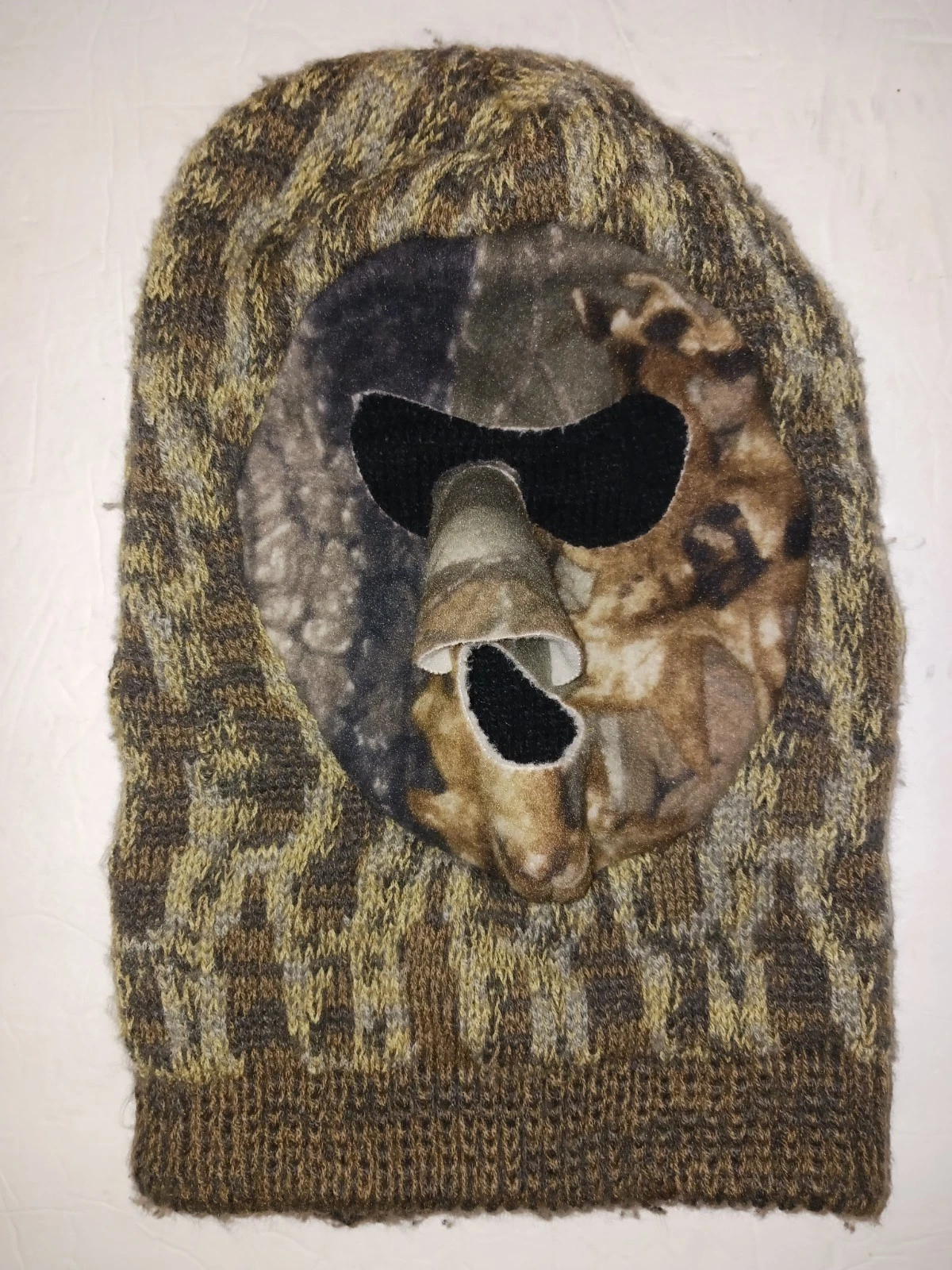 Men’s Vintage 1980’s Camo Knit Balaclava Ski Mask Hunting Winter
