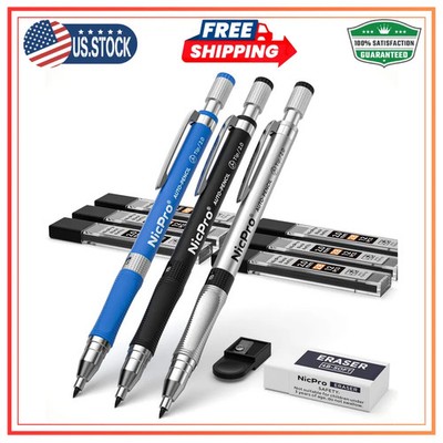 Nicpro 11 Pieces 2mm Mechanical Pencil Set 3 PCS Carpenter Drafting Pencil