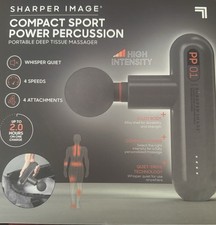 Sharper Image Massage Gun Black Percussion 4 Heads Cordless Rechargeable PP01