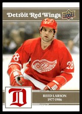 2025-26 UD DETROIT RED WINGS CENTENNIAL LOGO VINTAGE GOLD SSP REED LARSON #19