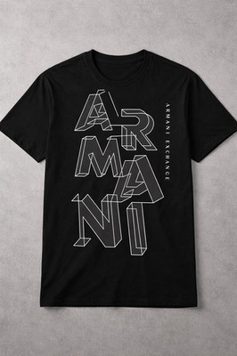 Armani Exchange Black Logo Cotton Crew Neck Short Sleeve Men's T-Shirt