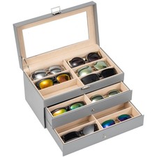 Sunglasses Storage Organizer - 18 Slots Grey Box