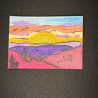 Original ACEO acrylic painting - Purple Mountains landscape art by geekella — photo 1