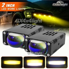 2x Mini Yellow White High Low Front LED Grill Projector Lens Spot Bumper Lights