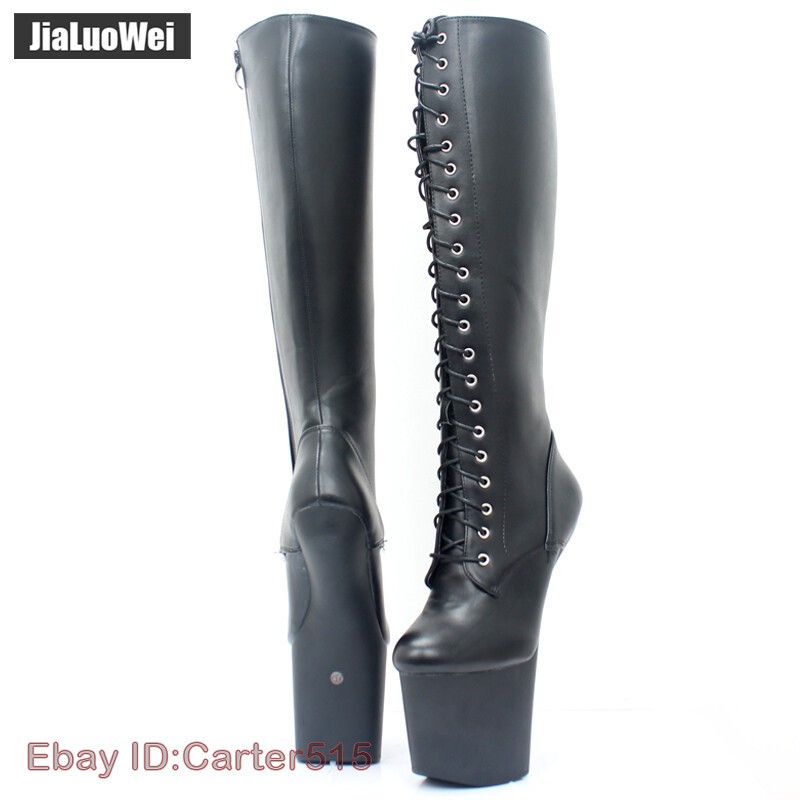 Sexy 20cm Heels Lace Up Womens Platform Heelless Knee High Boots Nightclub Mens image 6
