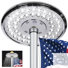 Flagpole Light Solar Powered, Auro 4 Silver Flag Pole Light 48 Large LED for 15