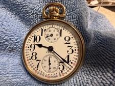 Elgin 19 Jewel B.W. Raymond Up & Down Winding Indictor R.R. Pocket Watch Nice