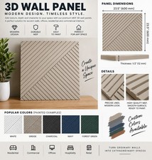 2 pcs, 3D MDF Wall Panel 23.5"x23.5" Decorative Geometric Accent Wall Paintable