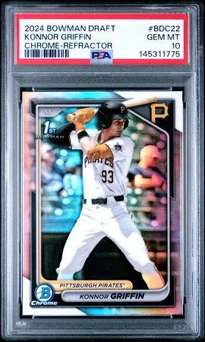 Konnor Griffin 2024 Draft 1st Bowman Chrome Refractor PSA 10 #BDC-22 Pirates RC