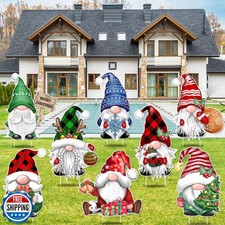 TREWAVE Christmas Gnome Yard Signs 8 PCS, Props Stakes, Outdoor Lawn Decorati
