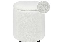 Eleganter Pouf Aus Bouclé In Weiß Mit Praktischem Stauraum Maryland