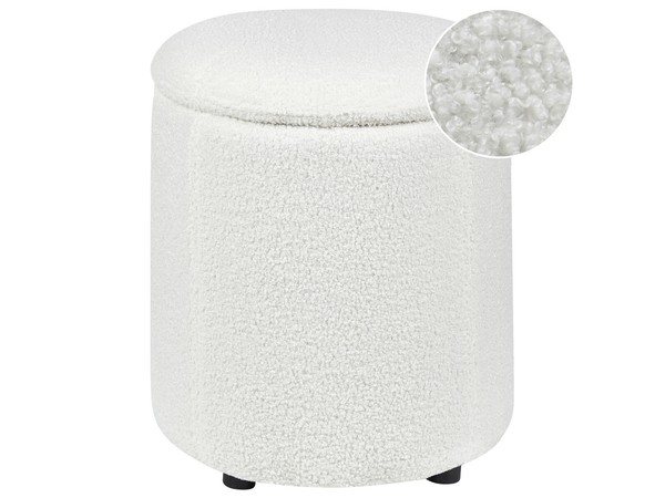 Eleganter Pouf Aus Bouclé In Weiß Mit Praktischem Stauraum Maryland-image