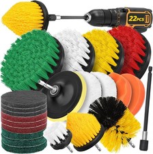 Drill Brush Attachment Set, 22pcs 1/4in Power Cleaning Brush with Scrub Pads + 