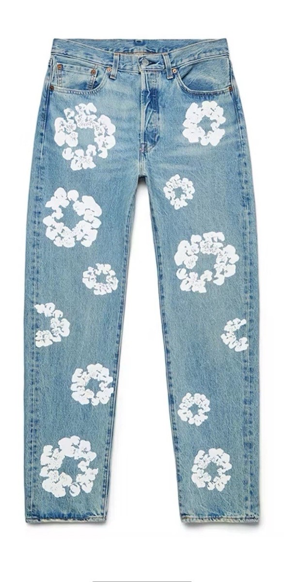 Denim Tears X Levi's 'Cotton Wreath' Light Wash Blue Jeans Size 38