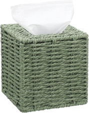 Sage Green Tissue Box Cover Square Paper Rope Tissue Box Holder