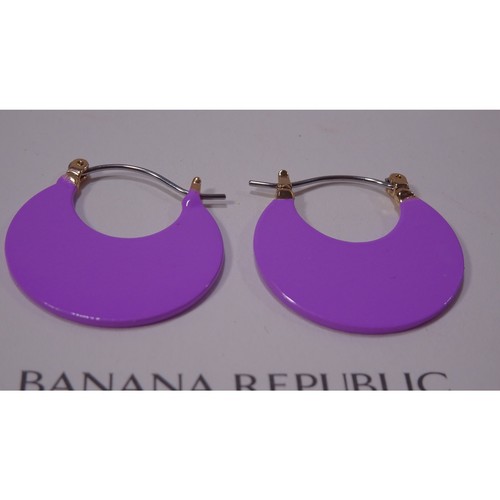 Banana Republic Women's Shiny Enamel Half Moon Earrings NWT 50 Lavender - Picture 4 of 10
