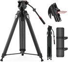 74.8in Video Tripod with Fluid Head for DSLR Professional Cameras, 33lbs