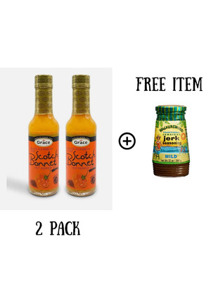 Grace Scotch Bonnet Pepper Sauce 4.8oz  (2 Pack)  plus free jerk seasoning