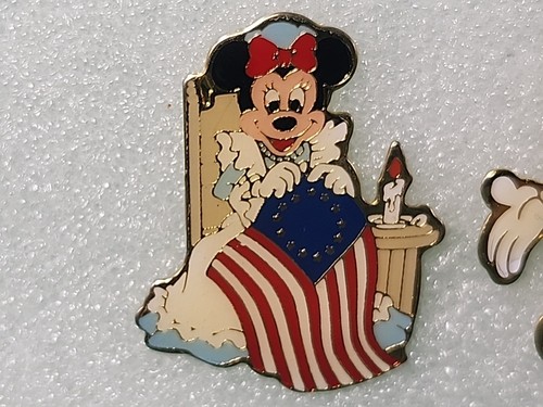 Vintage Disney 80's Betsy Ross Minnie Mouse & Uncle Sam Mickey Pin Set USA Flag - Picture 3 of 12