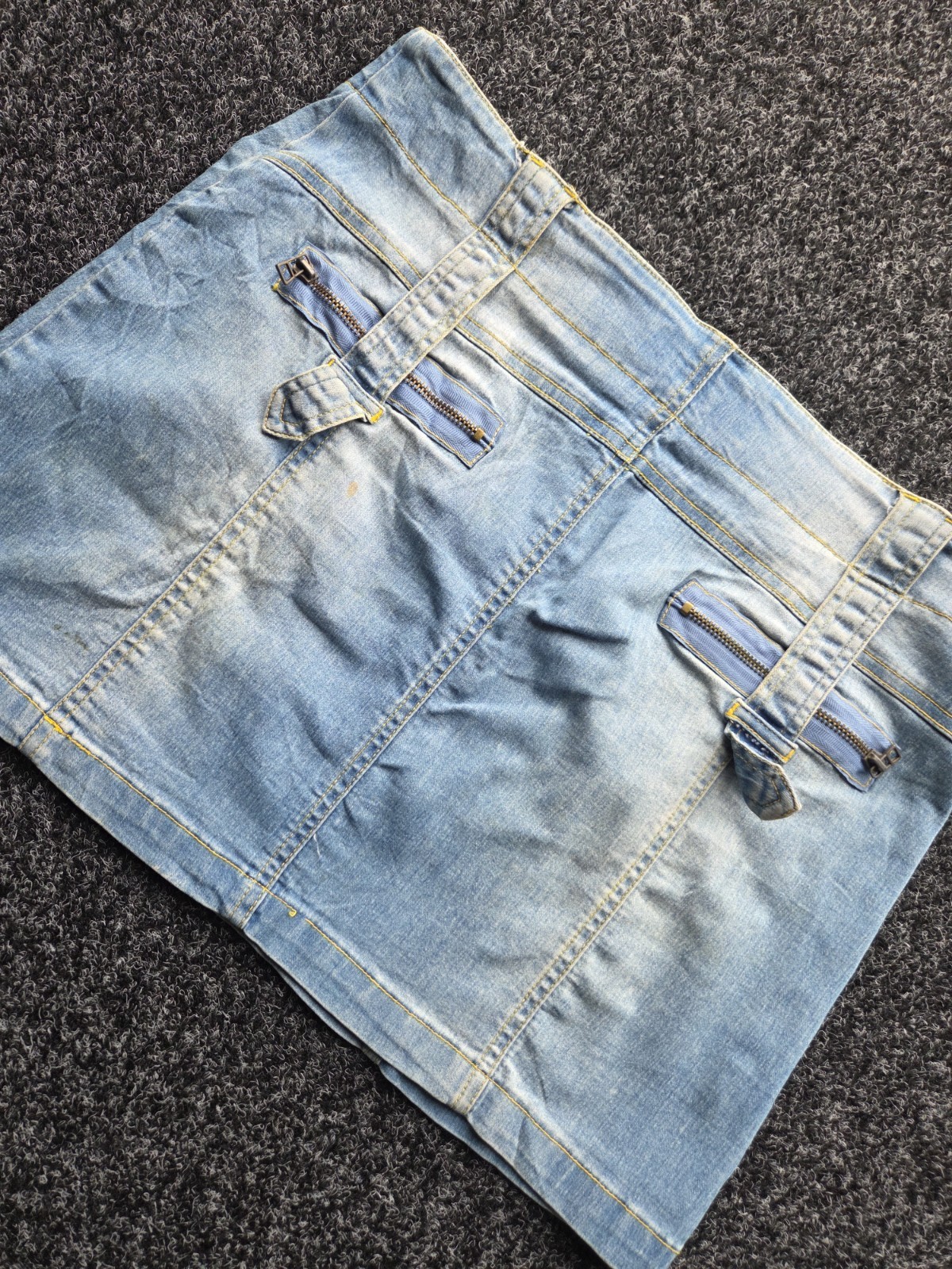 Sugar Vintage Y2K Denim Mini Skirt 4 Pocket Bucket Detail Contrast Stitch 2000s image 7