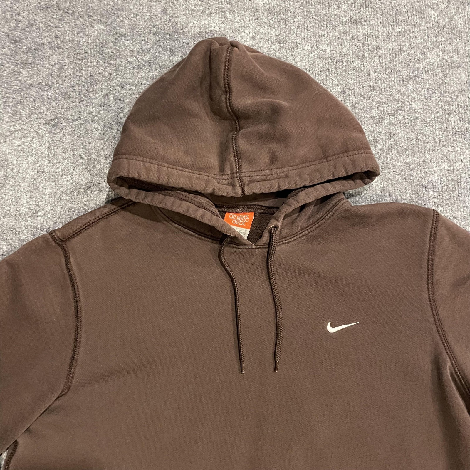 Nike Athletic Dept Hoodie Womens Medium Brown Pullover Fleece Swoosh 341572-207 thumbnail 3