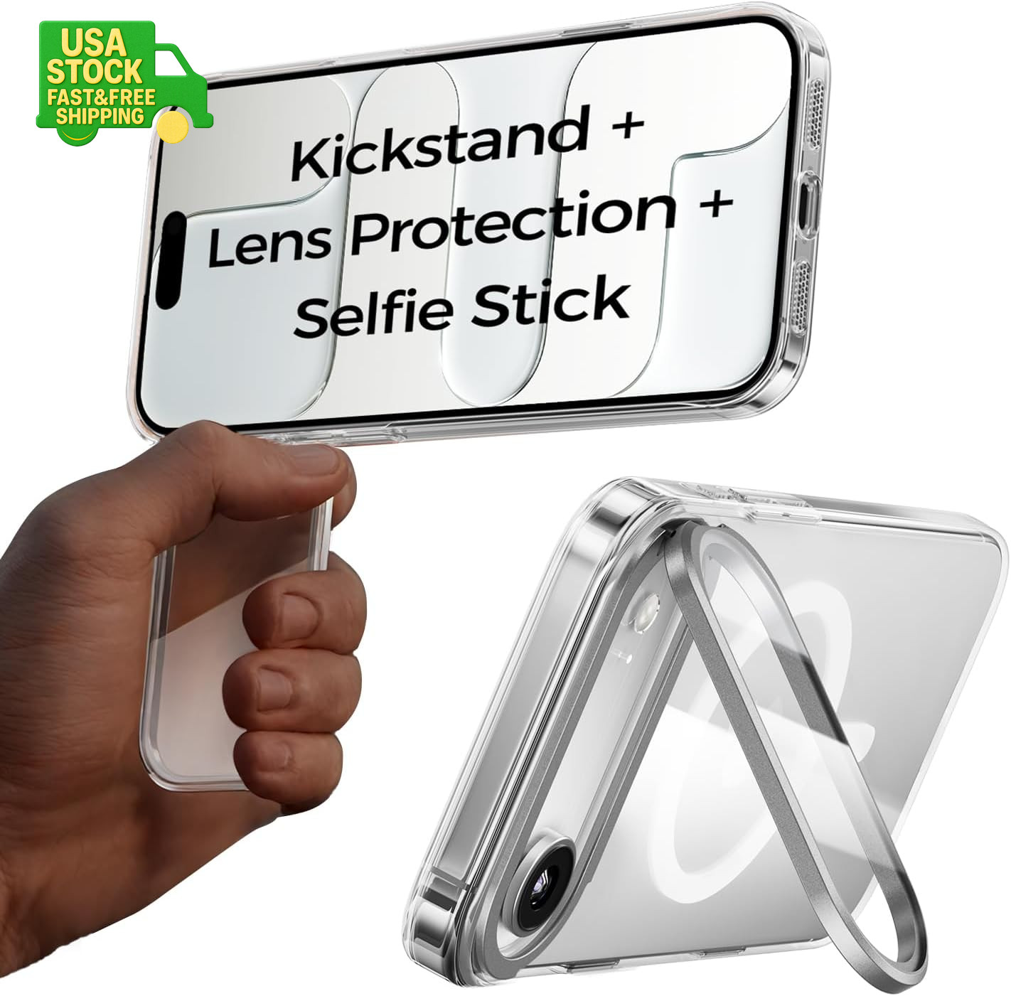 for Iphone Air Magnetic Case with Foldable Stand, Full Camera Protection, Handhe