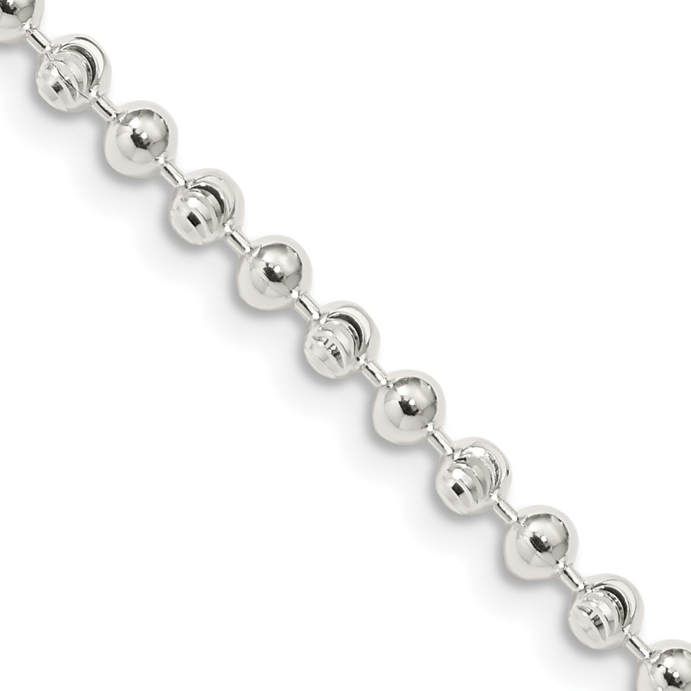 Sterling Silver 3mm Fancy Beaded Chain Necklace 20