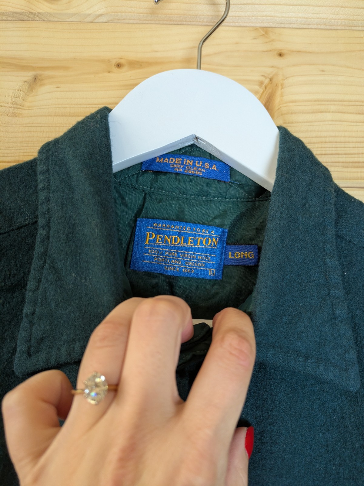 Vintage Pendleton Forest Green Wool Button Down O… - image 7