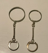 Lot Of 2 Medallion Coin Holder Metal Key Ring Keychain Round Silver