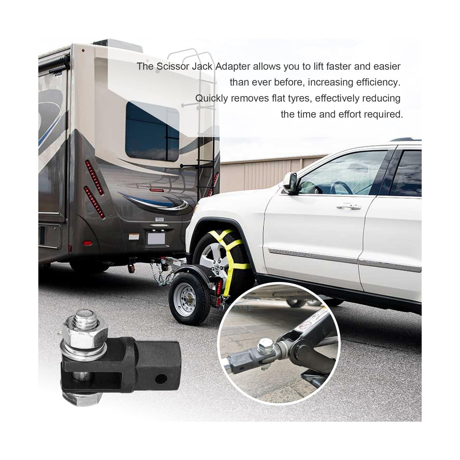 Scissor Jack Adapter, Scissor Jack Drill Adapter for 1/2 Inch Drive Impact Wr...