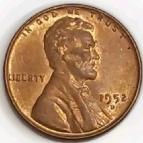 1952 D Lincoln Wheat Red Cent Uncirculated Penny US Coin Free Post