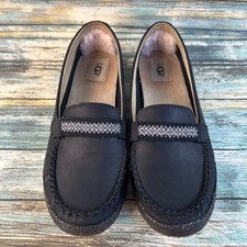 UGG Kaelee Loafers Womens Size 9 Black Leather Slip On Shoes Flats Moccasins