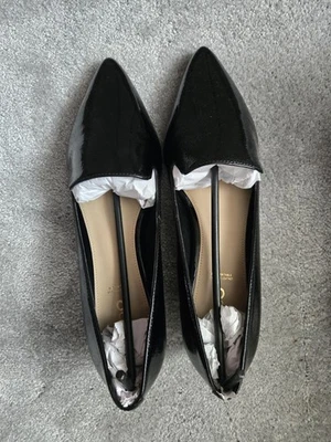 ALDO Women’s Black Patent Leather Pointed Toe Court Low Block Heel UK 5 NIB - Image 1 of 4