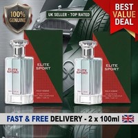 2x Elite Sport Pour Homme 100ml EDT Spray Mens Perfume Aftershave Gift Set Bundl