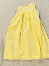 Remember Nguyen Girls Yellow Cotton A-Line Round Neck Embroidered Dress 4