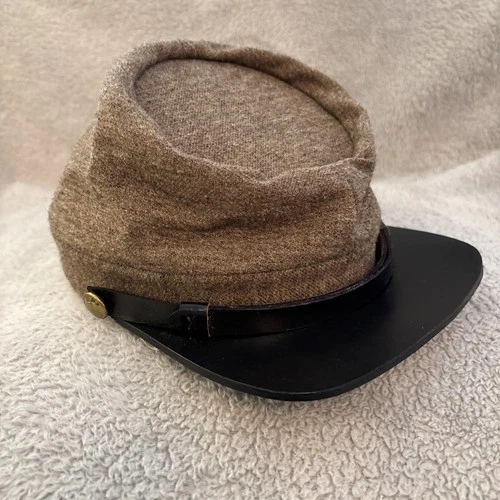 Reproduction Civil War Confederate Jean Wool Kepi Greg Starbuck Size 7 1/8
